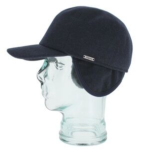 Wigens Kent 100% Wool Baseball Cap with Earflaps Blue Melange